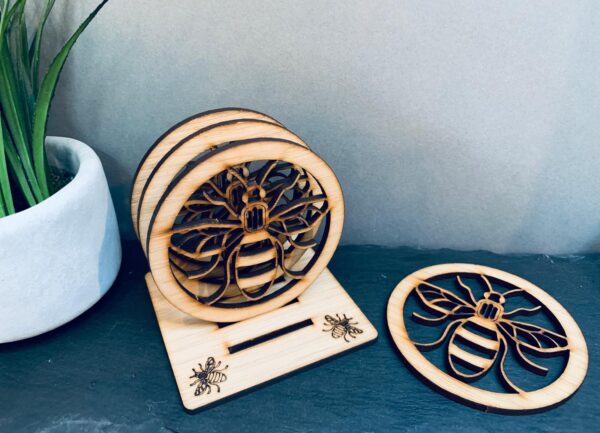 Bee Coaster Set 4 With Stand