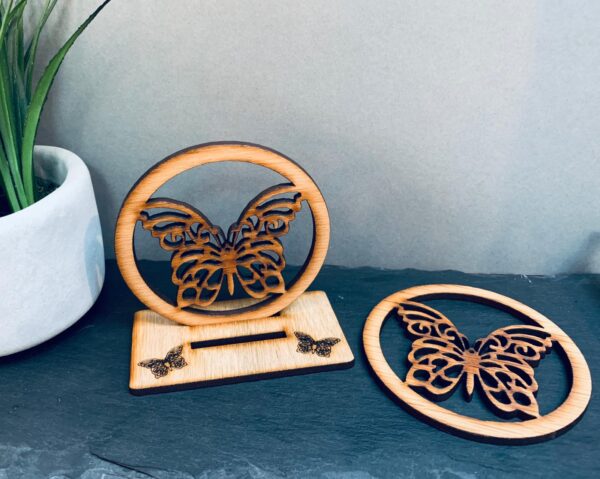 Butterfly Coaster Set Of 2 With Stand