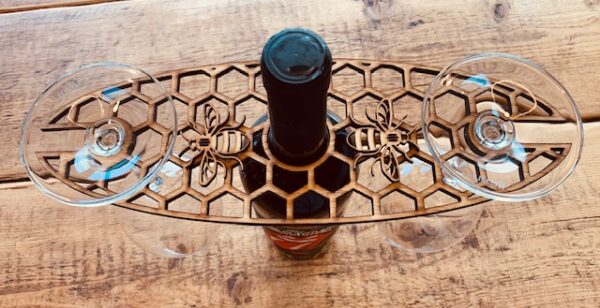 Honeycomb Oak Wine Glass Holder