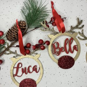 Personalised reindeer bauble